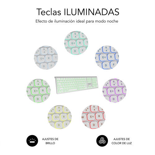 Subblim Master Teclado Inalámbrico Retroiluminado Plata y Blanco