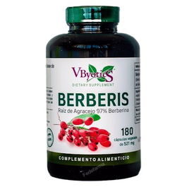 VBYOTICS Berberina (Berberis) 180 Cápsulas Ayuda a Niveles Normales de Glucosa y Colesterol