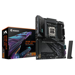 Gigabyte X870E AORUS ELITE X Placa Base AMD X870E, Socket AM5, ATX, DDR5 (hasta 9000 MHz), Wi-Fi 7, LAN 5GbE, USB4, 4x M.2, compatible con Ryzen 7000/8000/9000 Series