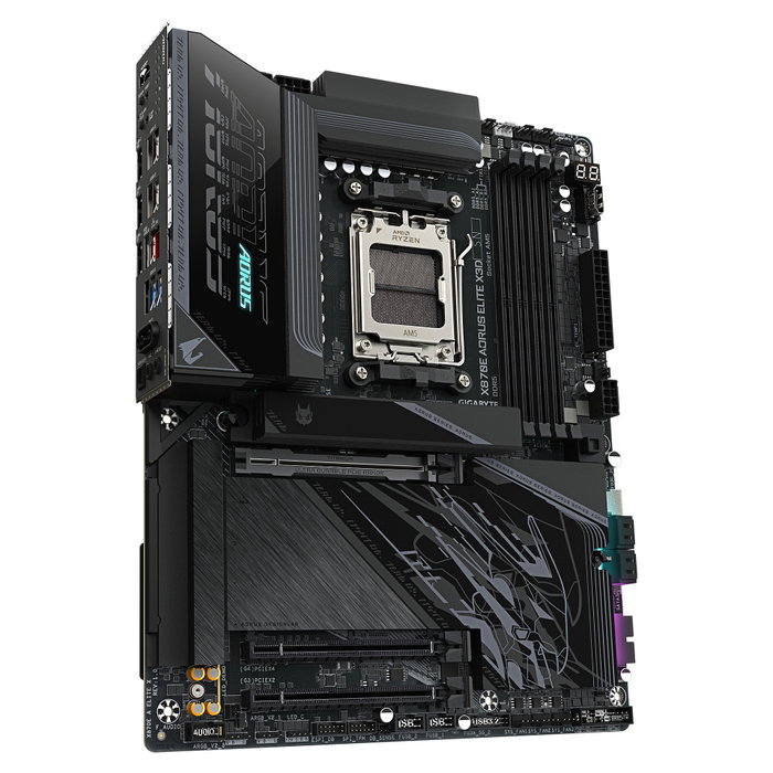 Gigabyte X870E AORUS ELITE X Placa Base AMD X870E, Socket AM5, ATX, DDR5 (hasta 9000 MHz), Wi-Fi 7, LAN 5GbE, USB4, 4x M.2, compatible con Ryzen 7000/8000/9000 Series
