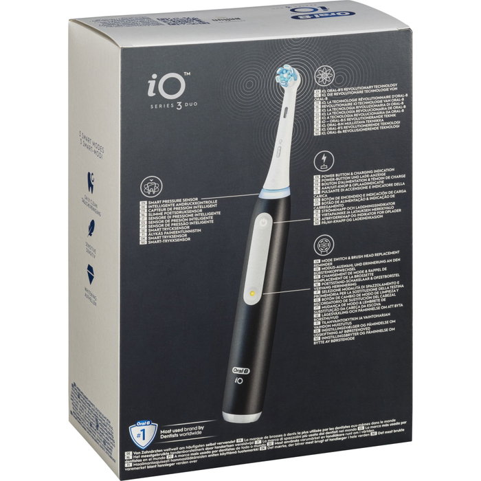 Oral-B iO Series 3N Duo, Cepillo de Dientes Eléctrico Negro Mate/Rosa Blush con 2 Cabezales Oral-B iO Series 3N Duo, Cepillo de Dientes Eléctrico Negro Mate/Rosa Blush con 2 Cabezales
