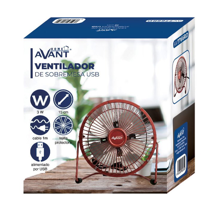 AVANT Ventilador USB Avant 3W - 15cm - Rojo