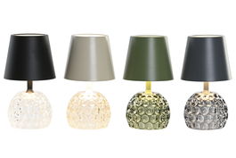 DKD Home Decor Lámpara Sobremesa Transparente Gris Metal LED 11 x 20 x 11 cm (4 Unidades)