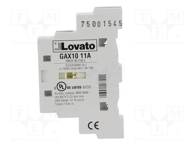 LOVATO ELECTRIC Contactos auxiliares GA lateral NC + NA