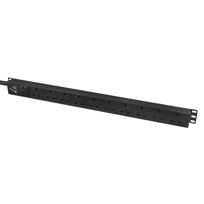Lanview Regleta de alimentación PDU para rack Reino Unido, 10 enchufes UK 13A, cable 5m, montaje vertical/horizontal 1-4U