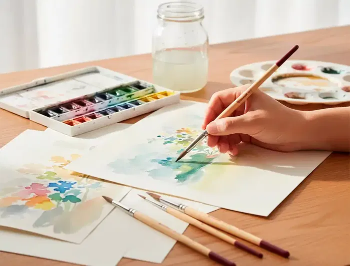 Liderpapel Pinceles de Acuarela Blister de 8 Unidades Surtidas con Pelo de Pony y Virola Cromada Certificado FSC