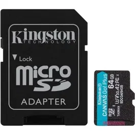 Kingston Canvas Go! Plus 64GB microSDXC con Adaptador SD Clase 10 U3 V30 A2 Velocidad 200MBs SDCG4/64GB