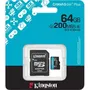 Kingston SDCG4/64GB MicroSD 64GB Clase 10 Canvas Go Plus 4 200MB/s U3 V30 A2 Negro/Turquesa