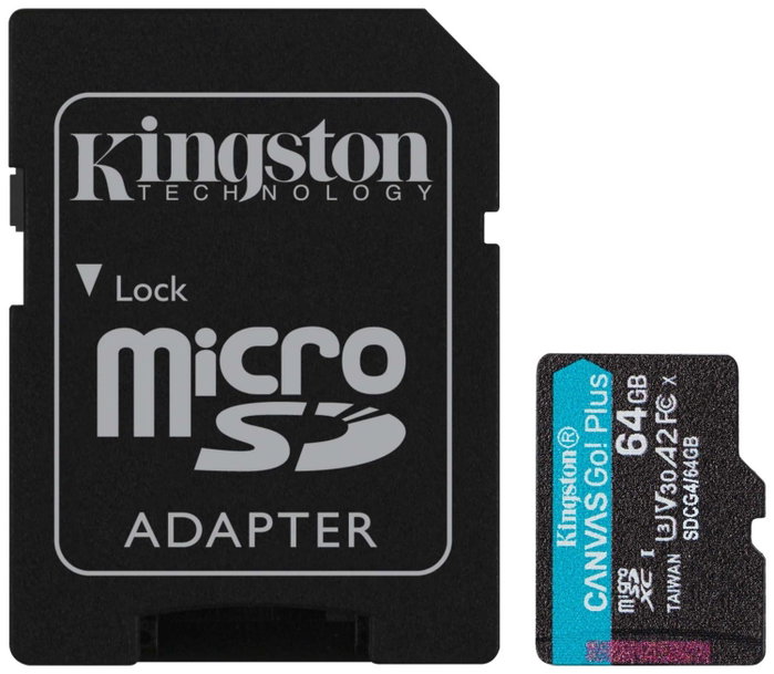 Kingston Canvas Go! Plus 64 GB microSDXC A2 U3 V30 con adaptador