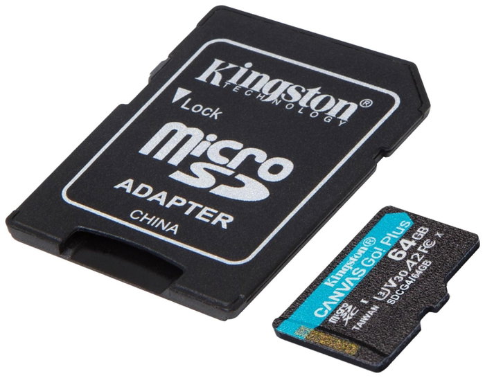 Kingston Canvas Go! Plus 64 GB microSDXC A2 U3 V30 con adaptador