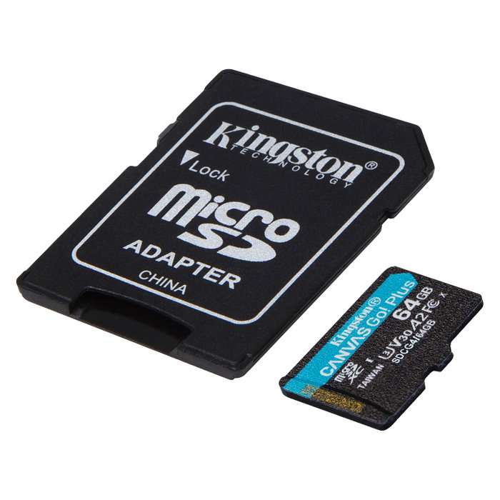 Kingston Canvas Go! Plus 64 GB microSDXC A2 U3 V30 con adaptador