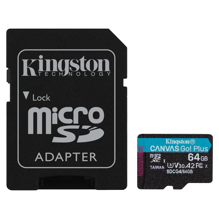 Kingston Canvas Go! Plus 64 GB microSDXC A2 U3 V30 con adaptador