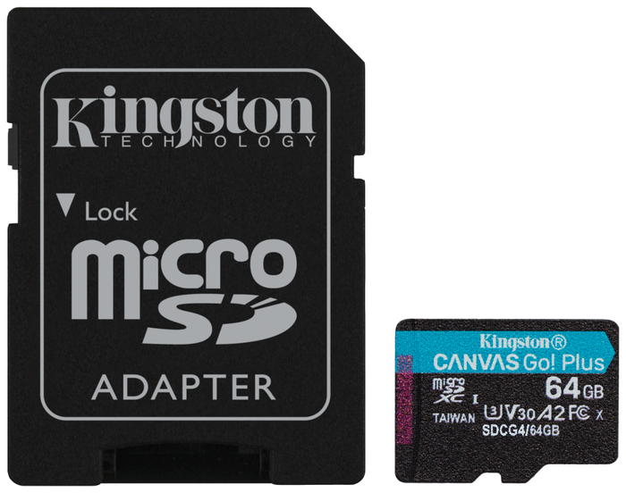 Kingston Canvas Go! Plus 64 GB microSDXC A2 U3 V30 con adaptador