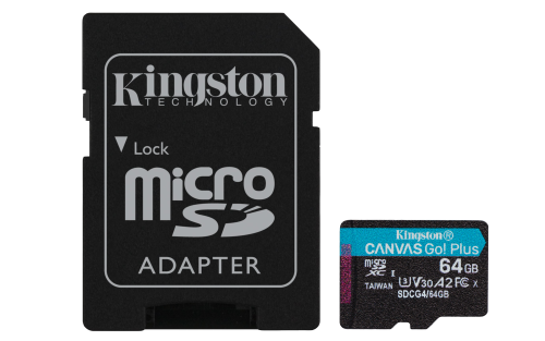 Kingston Canvas Go! Plus 64 GB microSDXC A2 U3 V30 con adaptador