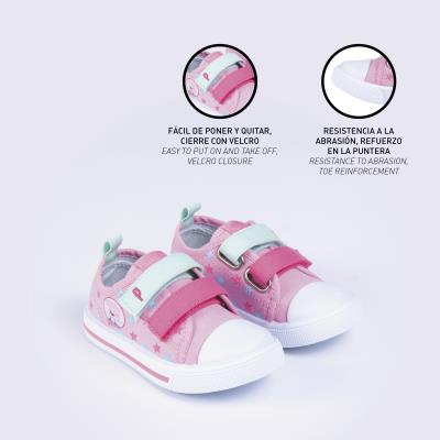 Zapatilla Loneta Suela Pvc Velcro Peppa Pig Rosa 23