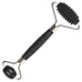 Cosmetic Club Masajeador Facial Jade Negro con Doble Rodillo Liso y con Bultos para Reafirmar y Alisar Todo Tipo de Piel