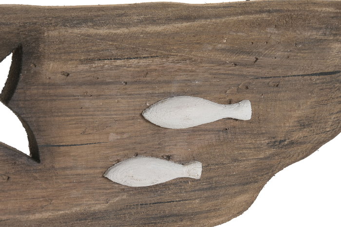 DKD Home Decor Perchero Blanco Natural Paulownia Metal 4.5 x 18 x 39 cm (4 Unidades)