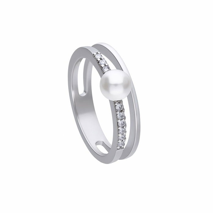 Diamonfire Anillo de Plata con Circonita y Perla, Tamaño 17,5 Diamonfire Anillo de Plata con Circonita y Perla, Tamaño 17,5