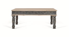 GINER Y COLOMER Mesa de Centro de Madera de Mango y Hierro, Blanco y Azul, 140x70 cm