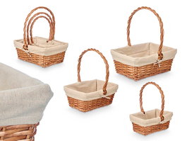 Kipit Set 3 Cestas Mimbre Rectangulares Naturales 36x39x29 cm (Set de 8)