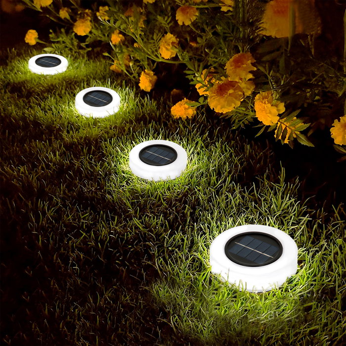 Aktive Tech Pack de 4 focos solares LED luz blanca con baliza