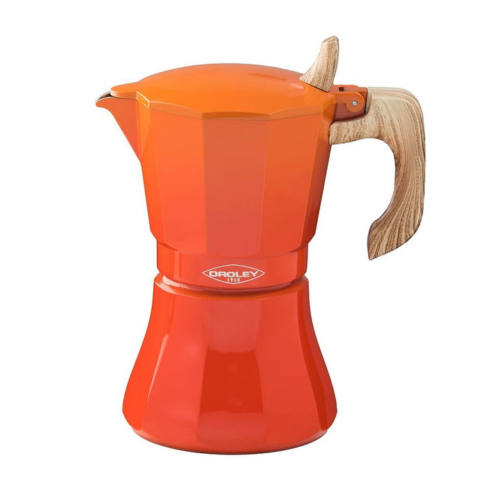 Oroley Petra Cafetera de Aluminio Naranja de 9 tazas