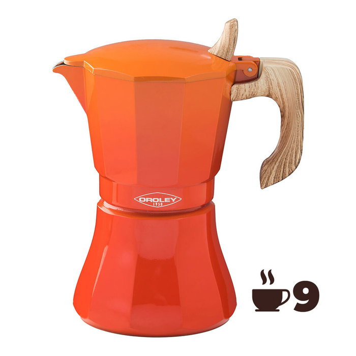 Oroley Petra Cafetera de Aluminio Naranja de 9 tazas