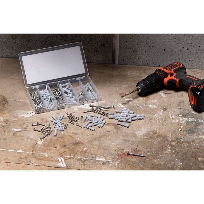 Black+Decker Surtido de Tornillos y Tacos 249 Piezas