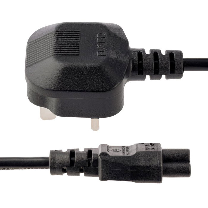 Startech Cable de Alimentación BS1363 a C5 Trébol 1 Metro Negro para Portátiles Startech Cable de Alimentación BS1363 a C5 Trébol 1 Metro Negro para Portátiles