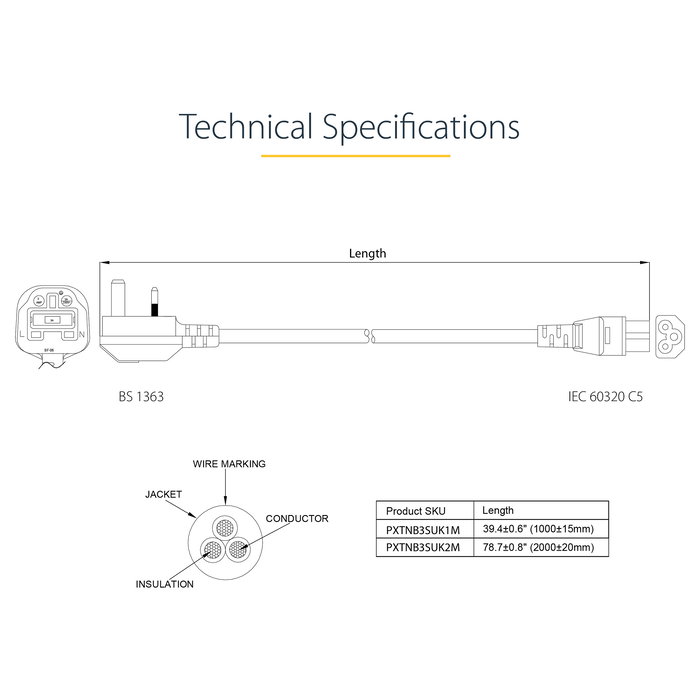 StarTech.com Cable de Alimentación para Portátil 1m BS1363 a C5 (Trébol/Mickey Mouse) 250V 2.5A - Cable de Poder UK para Cargador StarTech.com Cable de Alimentación para Portátil 1m BS1363 a C5 (Trébol/Mickey Mouse) 250V 2.5A - Cable de Poder UK para Cargador