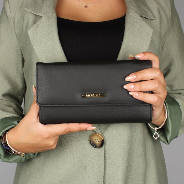 Zoozie Bags 1401 Minibolso Cruzado de Piel con Cadenas Negro