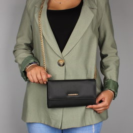 Zoozie Bags 1401 Minibolso Cruzado de Piel con Cadenas Negro