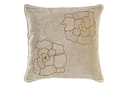 DKD Home Decor Cojín de Flores Bordadas Dorado