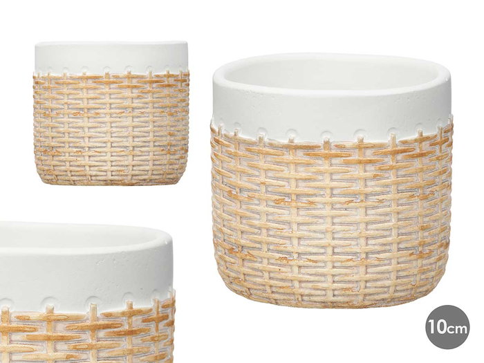 Ibergarden Maceta de cemento efecto ratán 10 cm blanco (24 Unidades) Ibergarden Maceta de cemento efecto ratán 10 cm blanco (24 Unidades)
