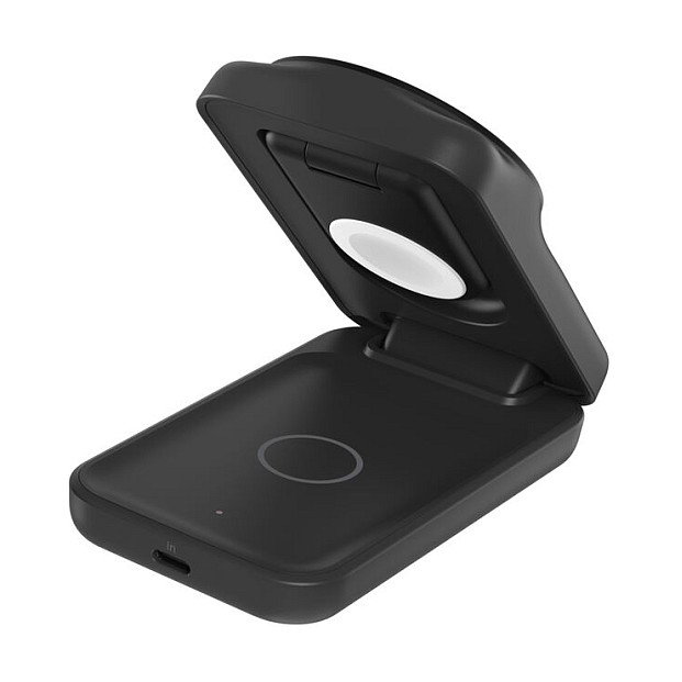 Belkin WIZ036kqBK - Cargador Inalámbrico 3 en 1 Belkin UltraCharge 25W Qi2 Magnético, para Smartphone, Reloj y Auriculares, USB-C 1.5 m, Negro, Plegable