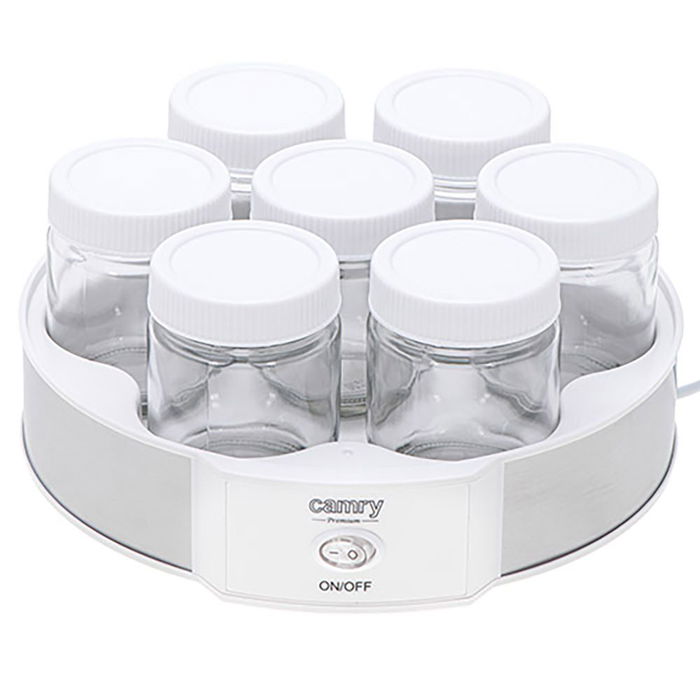 Camry Yogurtera CR4519 Blanca, 20W, 7 Tarros de Cristal 200ml c/u, Tapa Transparente, 42°C Constante, Ø24x11.5 cm Camry Yogurtera CR4519 Blanca, 20W, 7 Tarros de Cristal 200ml c/u, Tapa Transparente, 42°C Constante, Ø24x11.5 cm