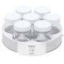 Camry Yogurtera CR4519 Blanca, 20W, 7 Tarros de Cristal 200ml c/u, Tapa Transparente, 42°C Constante, Ø24x11.5 cm