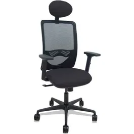 Piqueras Y Crespo Zulema 390SM840B840B2DB68R65C - Silla de Oficina Operativa con Respaldo de Malla, Brazos 2D, Refuerzo Lumbar y Asiento Tapizado, Negro