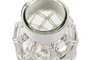 DKD Home Decor Jarrón Mediterráneo Transparente Blanco Cristal Algodón Red Macramé 14 x 14 x 26 cm (2 Unidades)