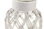 DKD Home Decor Jarrón Mediterráneo Transparente Blanco Cristal Algodón Red Macramé 14 x 14 x 26 cm (2 Unidades)