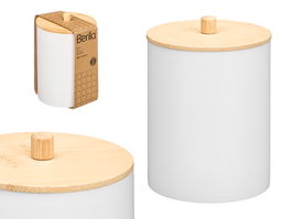 Berilo Bote Plastico Tapa Bambu Blanco 9x13.2x9 cm (Set de 24)