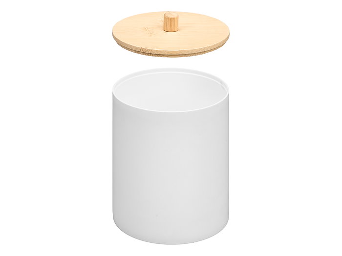 Berilo Bote Plastico Tapa Bambu Blanco 9x13.2x9 cm (Set de 24)