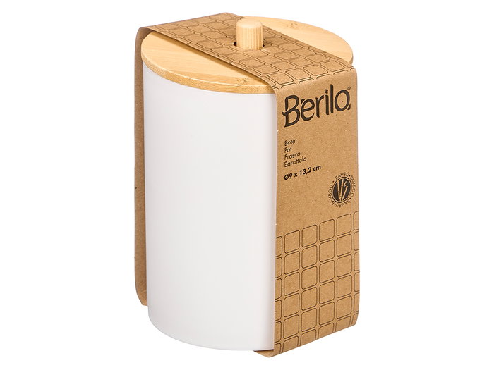 Berilo Bote Plastico Tapa Bambu Blanco 9x13.2x9 cm (Set de 24)