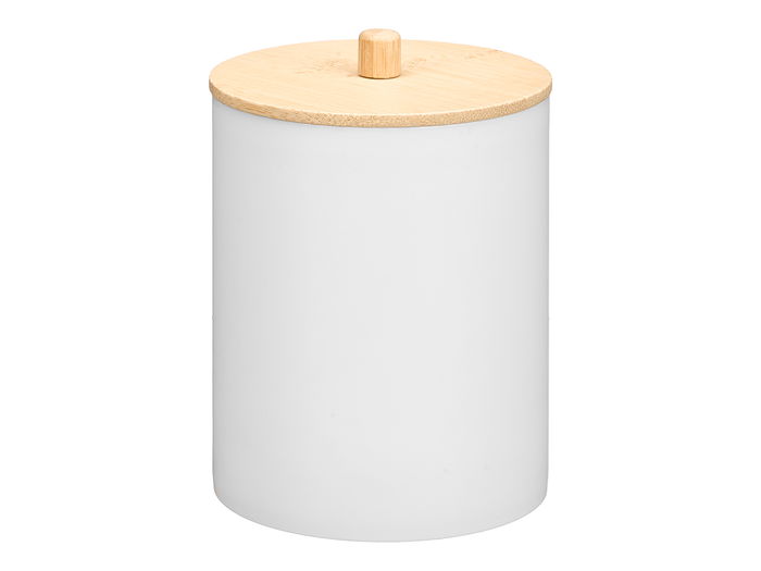 Berilo Bote Plastico Tapa Bambu Blanco 9x13.2x9 cm (Set de 24)