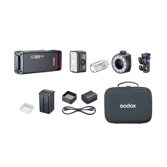 Godox AD200 Pro II Flash de Bolsillo con Doble Cabezal