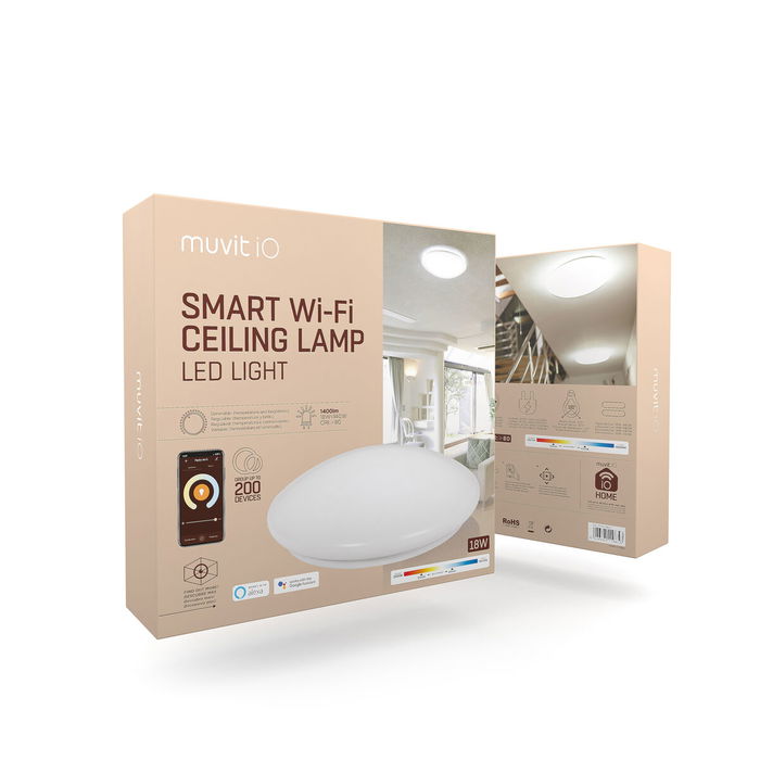 Lámpara de Techo muvit iO iO Blanco Metal Wi-Fi (2700 K) (6500 K)