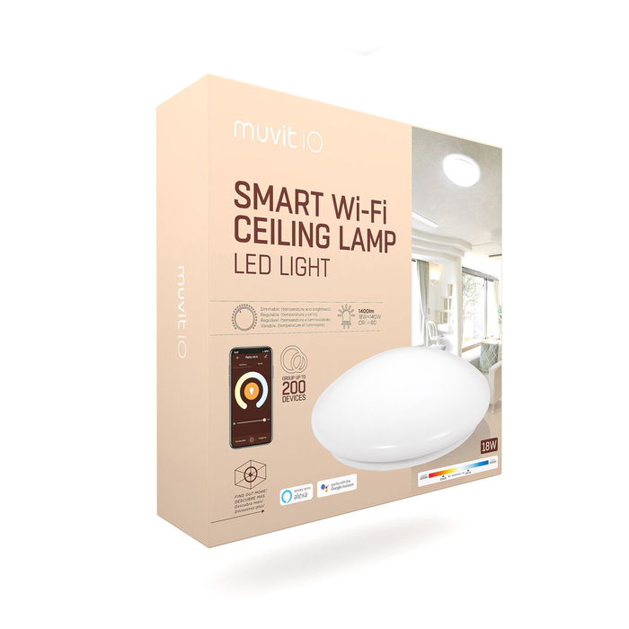 Lámpara de Techo muvit iO iO Blanco Metal Wi-Fi (2700 K) (6500 K)