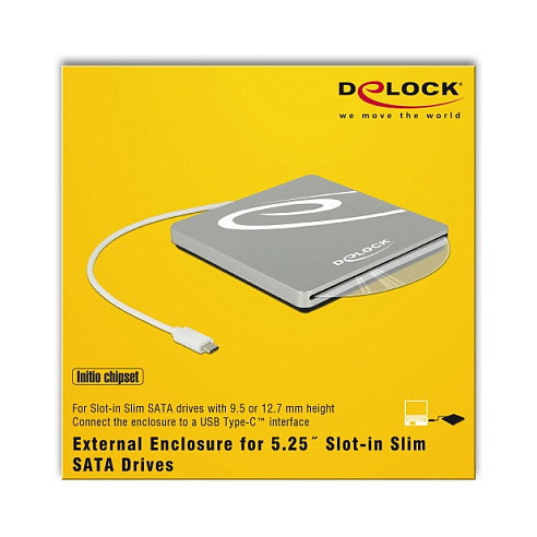 DeLOCK 42605 Gabinete para Unidades Slim SATA 9,5/12,7 mm a USB, Plata DeLOCK 42605 Gabinete para Unidades Slim SATA 9,5/12,7 mm a USB, Plata