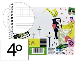 Liderpapel Bloc Música Combi Pentagrama 3mm con Anotaciones Cuadrícula 4mm Cuarto 20 Hojas 100g/m2 Apaisado