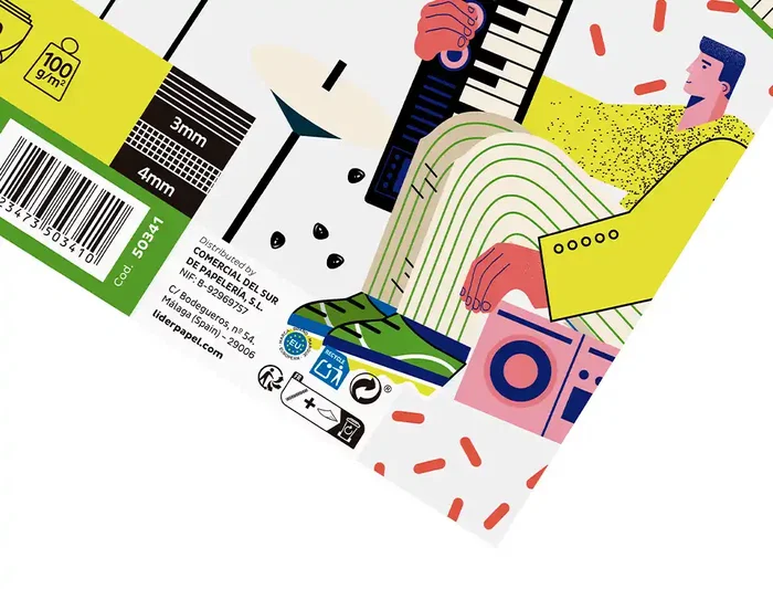 Liderpapel Bloc Música Combi Pentagrama 3mm con Anotaciones Cuadrícula 4mm Cuarto 20 Hojas 100g/m2 Apaisado